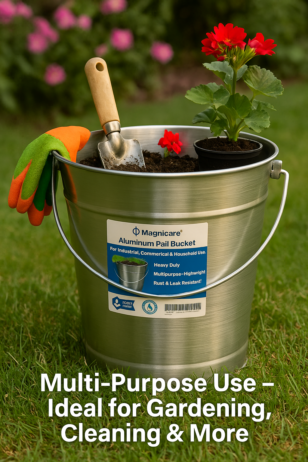 Aluminum Small Metal Bucket with Handle – Ideal Flower Bucket for Garden or Beer, Party, Ice | Buckets for Drinks, Storage, Decor – 1.5 Gallon Capacity