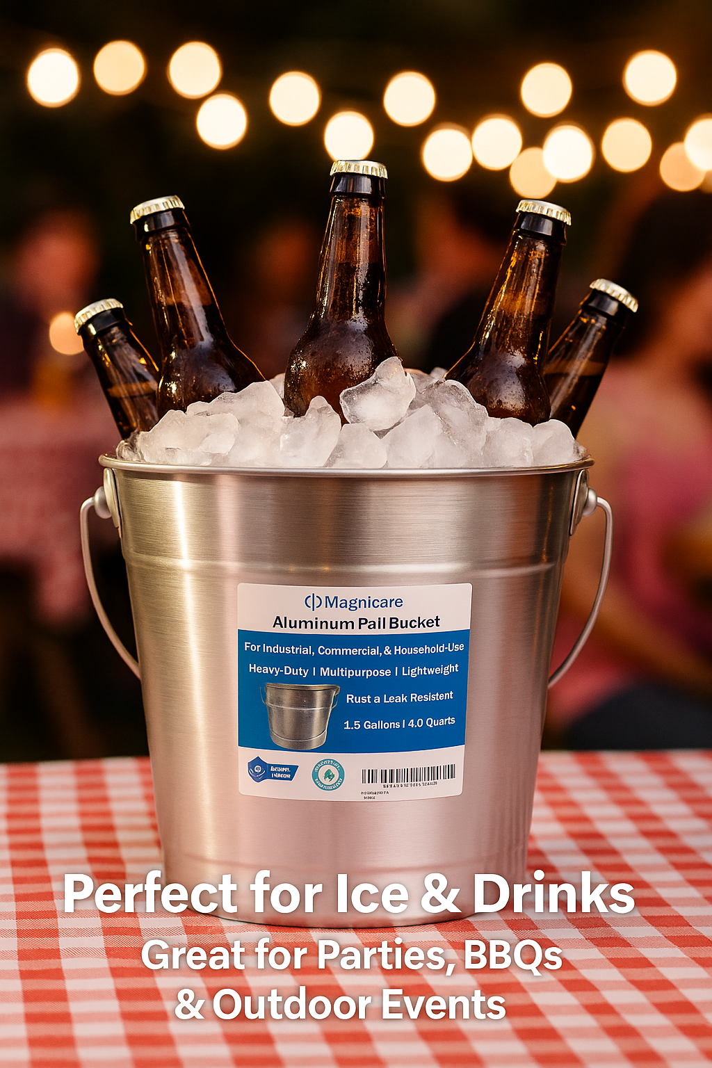 Aluminum Small Metal Bucket with Handle – Ideal Flower Bucket for Garden or Beer, Party, Ice | Buckets for Drinks, Storage, Decor – 1.5 Gallon Capacity