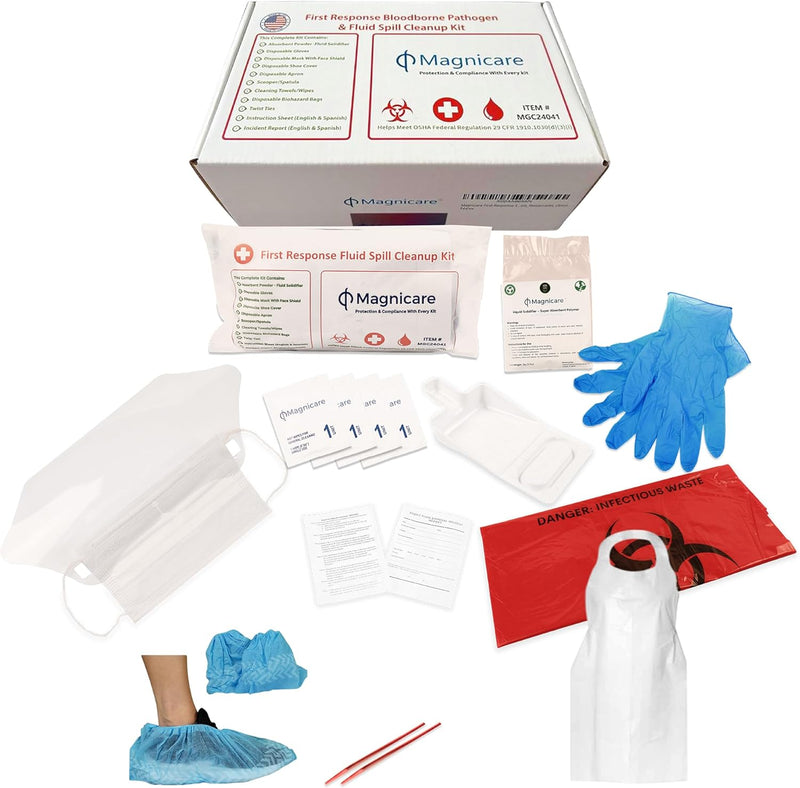 Bodily Fluid Clean Up Kit & Vomit Clean Up - BOX | Comprehensive First Response Spill Kit | Ideal for Schools, Restaurants & Retirement Homes