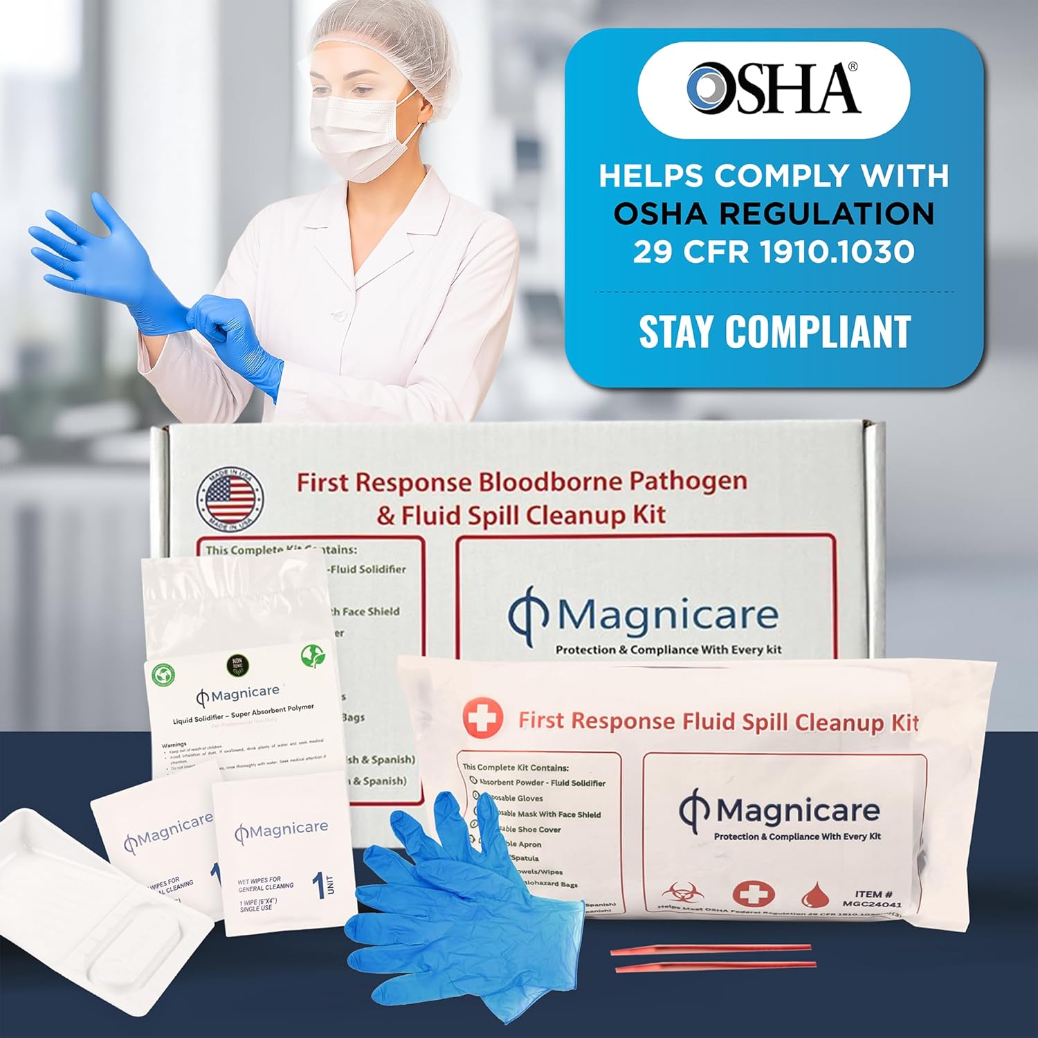 Bloodborne Pathogen & Vomit Cleanup Kit - BAG - Be OSHA Compliant| Comprehensive First Response Spill Kit for Bodily Fluids | Bodily Fluid Clean Up Bag| Ideal for Schools, Restaurants & Retirement Homes