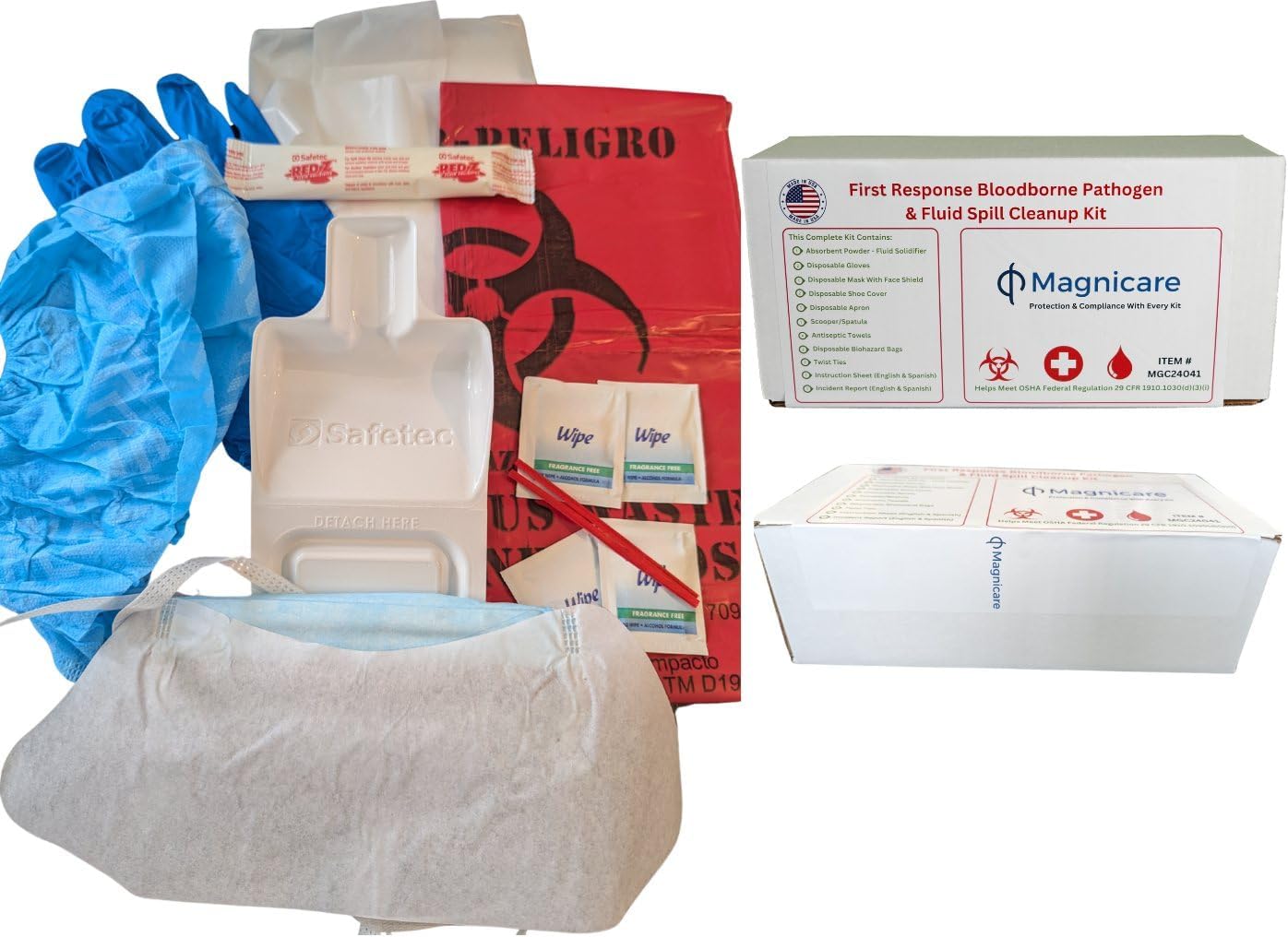 Bloodborne Pathogen & Vomit Cleanup Kit - BAG - Be OSHA Compliant| Comprehensive First Response Spill Kit for Bodily Fluids | Bodily Fluid Clean Up Bag| Ideal for Schools, Restaurants & Retirement Homes